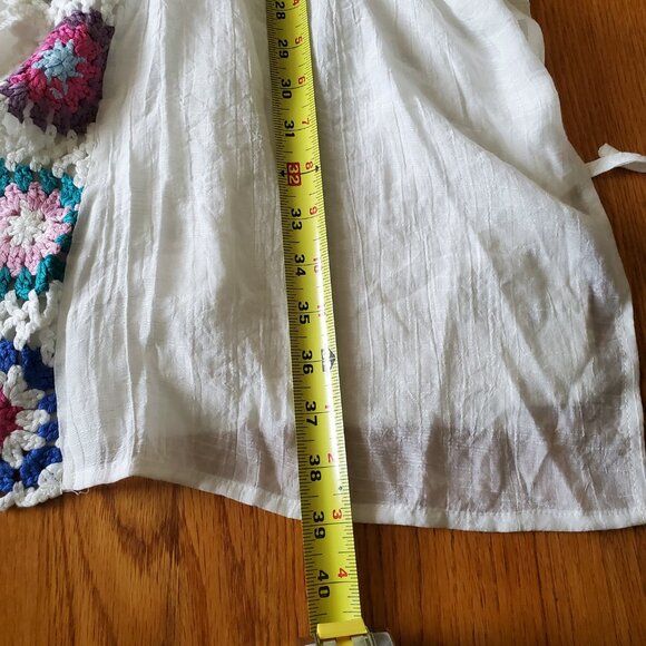 Entro Anthropologie White Medium Colorful Crochet Flowers Floral Cardigan XL - Picture 12 of 15